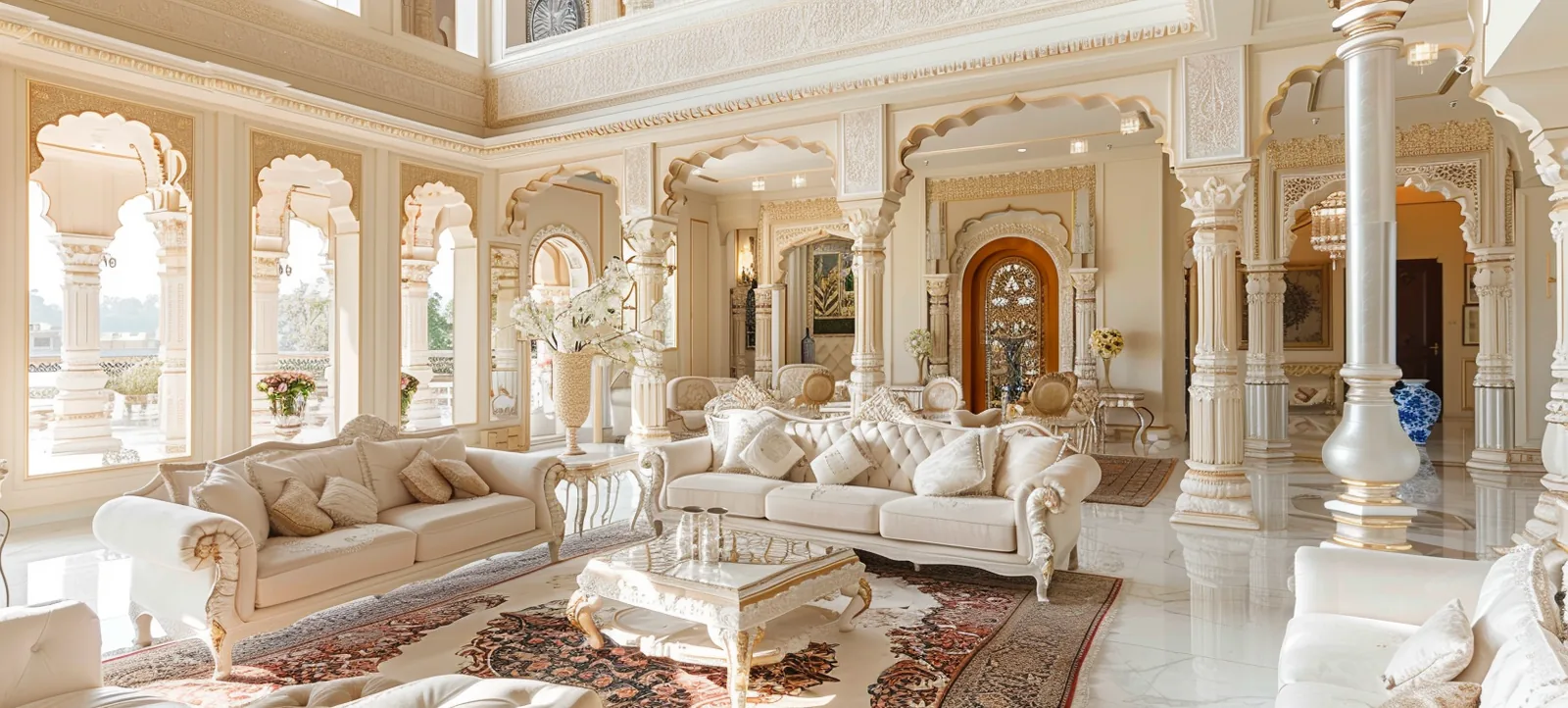 High-end Indian residential interior with layered lighting