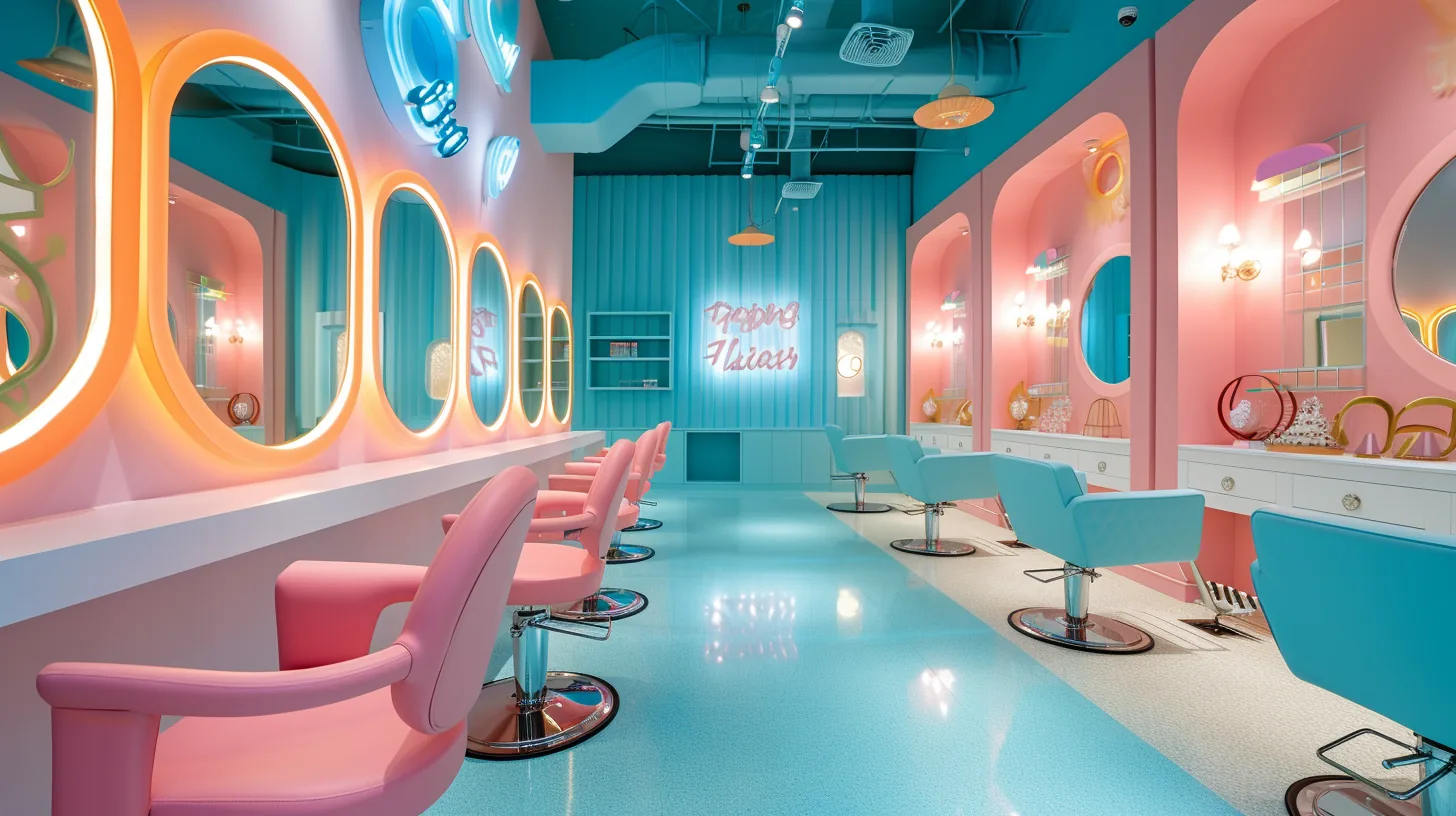 Celebratory salon lounge with soft lighting and seating